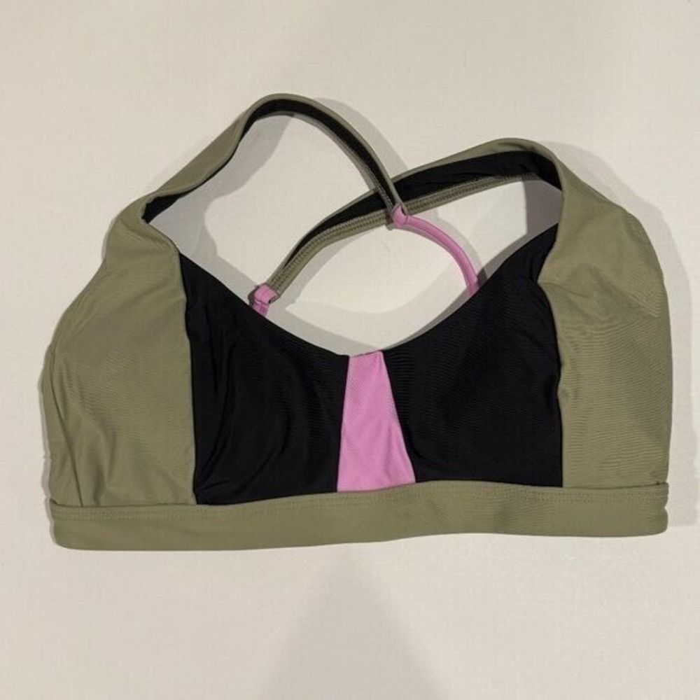 Prana Womens Tulum Bikini Top Black Color Block M Summer Beach Vacation Resort